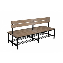 Prémiová šatní lavička BÁRA oboustranná, s opěrkou, dřevo x LTD