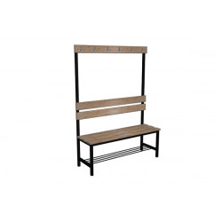 Prémiová šatní lavička BÁRA, s opěrkou a háčky, dřevo x LTD