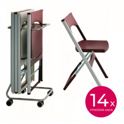 Designová židle PACT - skládací + vozík, sada 14 kusů