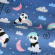 Dětské povlečení pandy s duhou na modré, bavlna