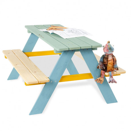 Zahradní sestava pro děti bez opěrky SENZA modrá, pro 4 děti